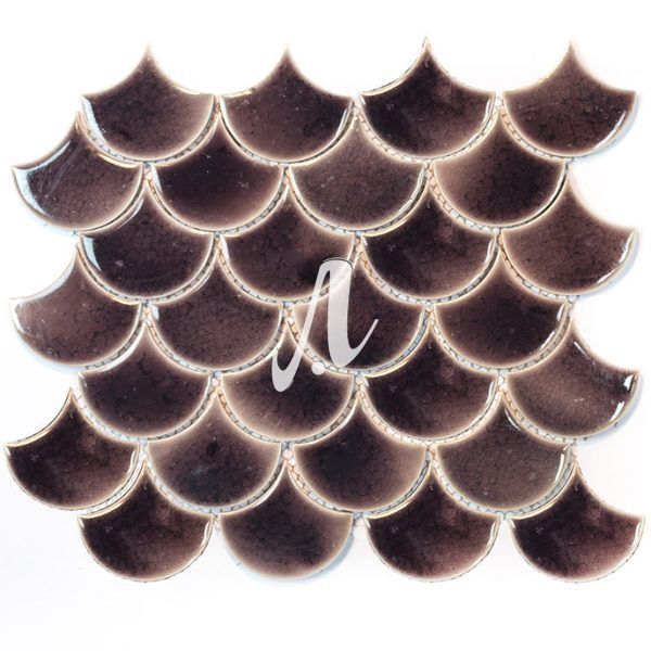 [DSC-2608-44601] Gạch mosaic vảy cá nâu đậm 6x7