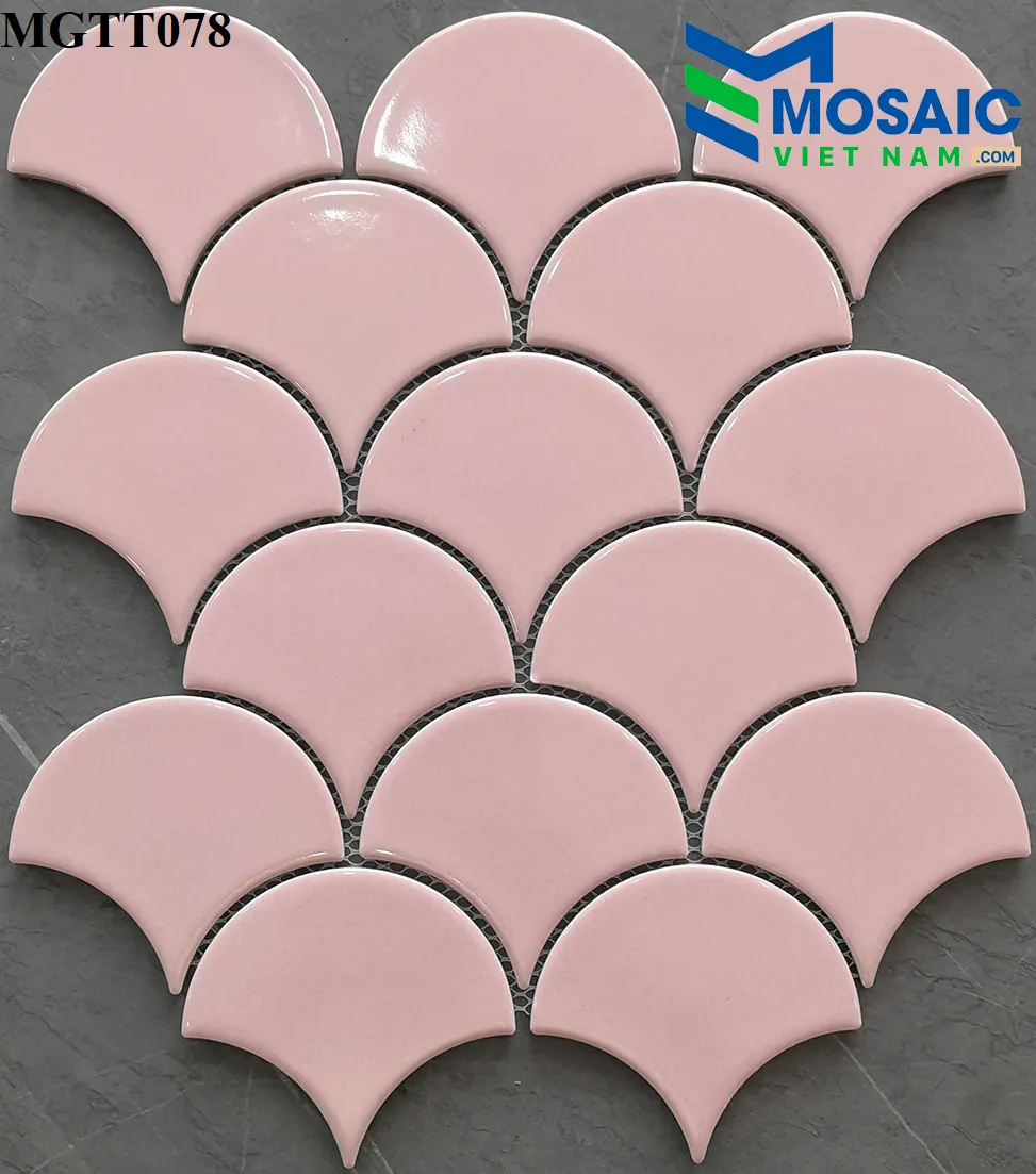 [DSC-2608-25181] Gạch Mosaic Gốm vảy cá hồng bóng MGTT078