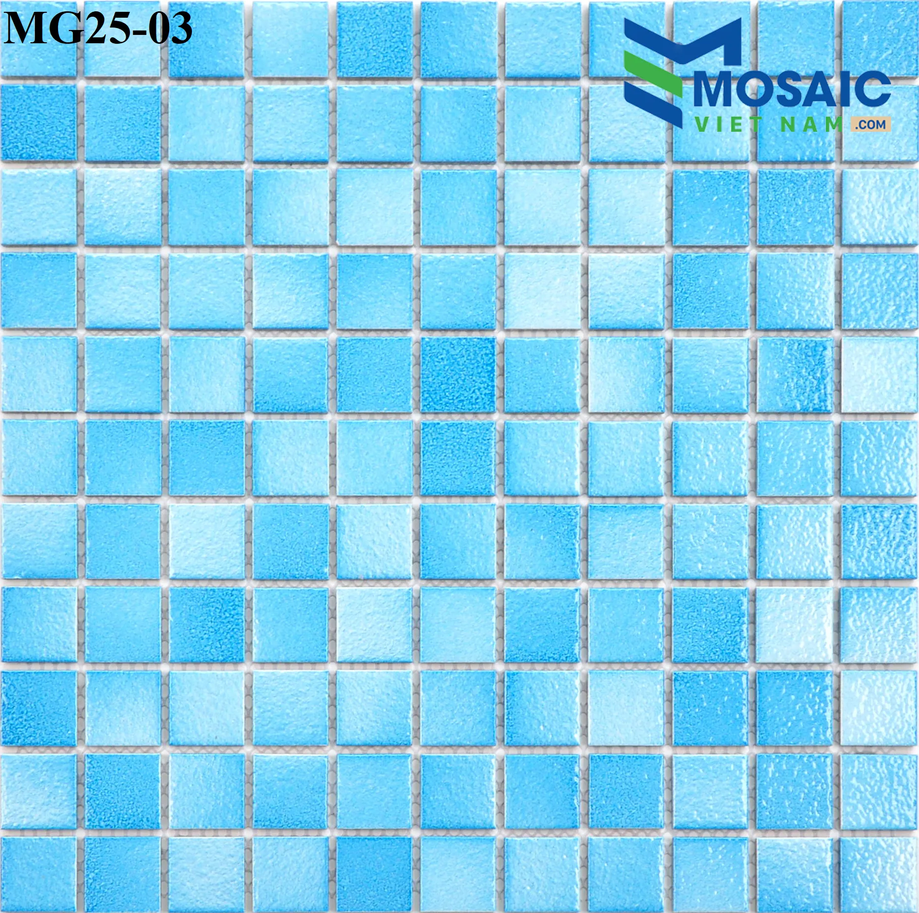 [DSC-2608-11322] Gạch Mosaic Gốm Sóng Biển màu xanh dương 25x25x4mm MG25-03