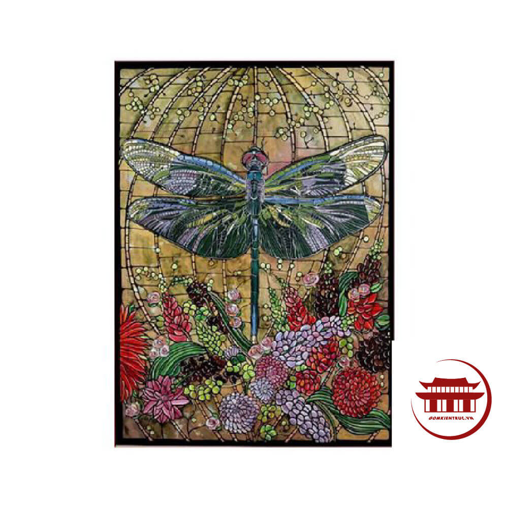 [DSC-2608-61012] Tranh mosaic gốm Chuồn CHuồn Hoa - Gốm Kiến Trúc