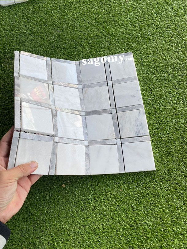 [DSC-2608-56033] Gạch Mosaic Đá Tự Nhiên Cẩm Thạch Trắng Xám