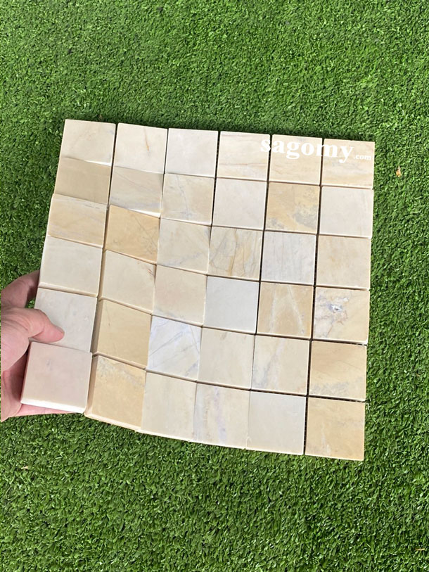 [DSC-2608-79916] Gạch Mosaic Đá Tự Nhiên Màu Vàng Mài Mờ