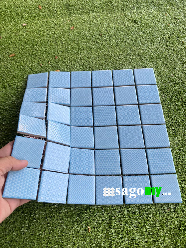 [DSC-2608-11665] Gạch Mosaic Vuông Bông Xanh Biển