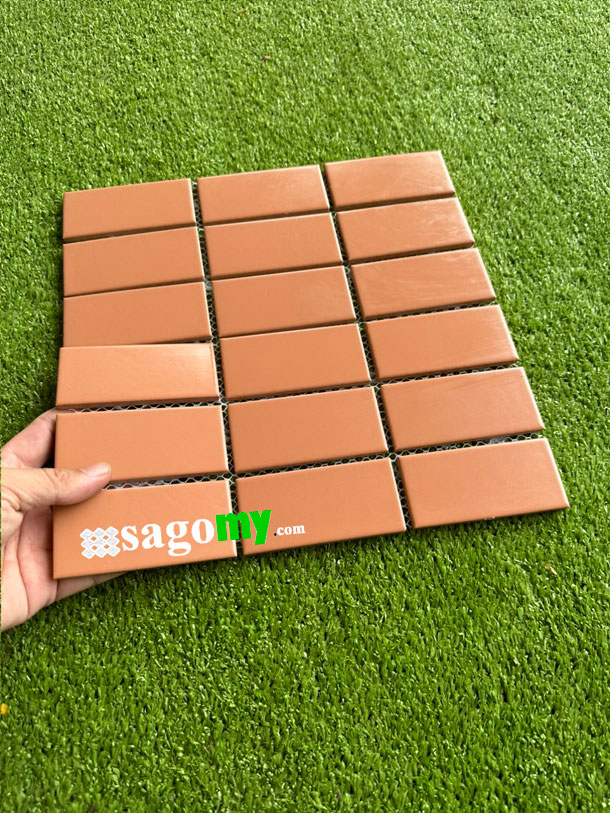 [DSC-2608-67613] Gạch Mosaic Màu Nâu Đậm Men Mờ Hình Chữ Nhật