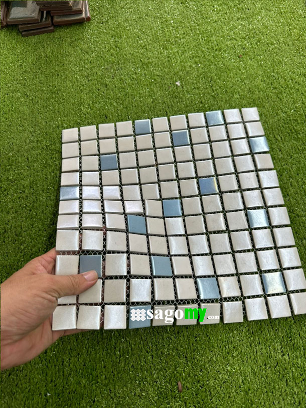 [DSC-2608-77834] Gạch Mosaic Vuông Nhỏ Màu Trắng Xanh Biển