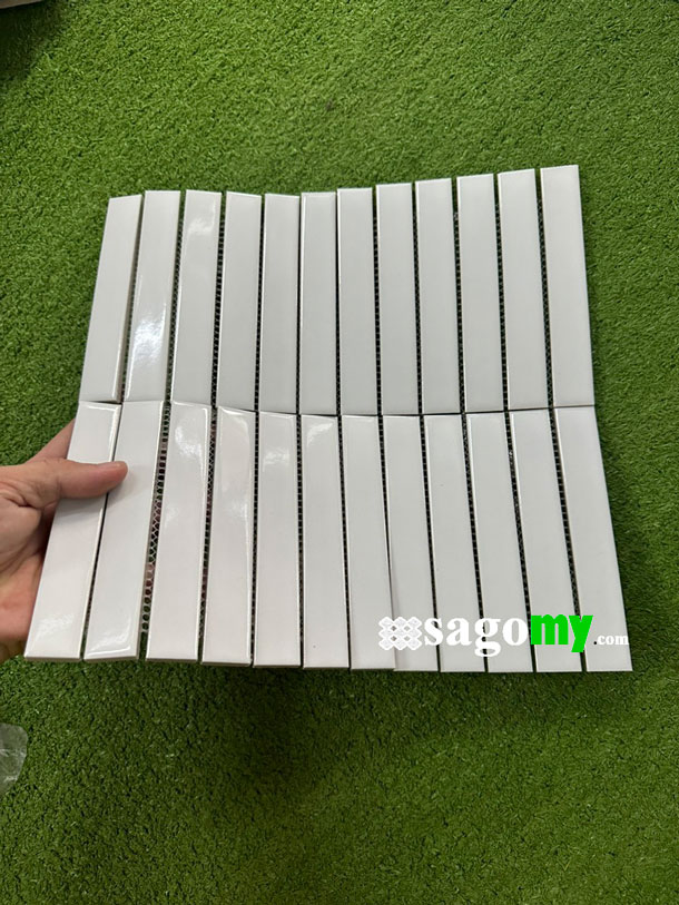 [DSC-2608-69345] Gạch Mosaic Que Đũa Màu Trắng Bóng Phẳng