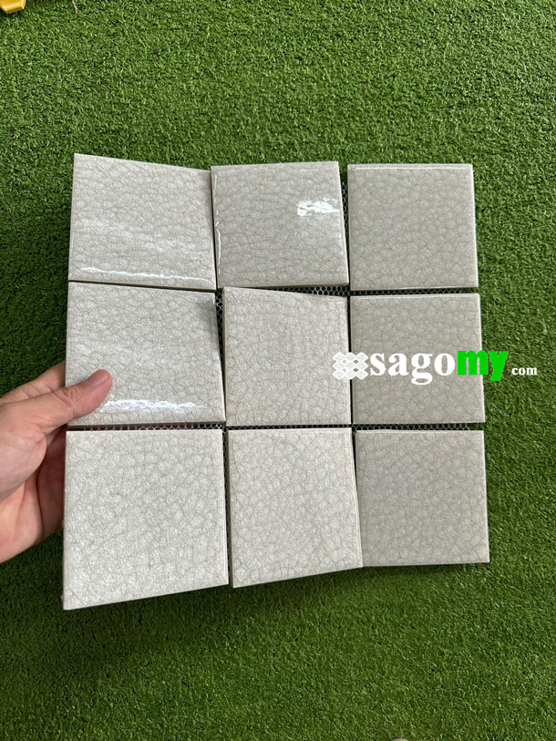 [DSC-2608-35051] Gạch Mosaic Vuông Lớn Men Rạn Màu Kem