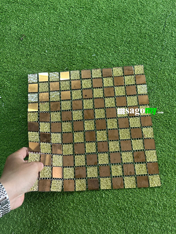 [DSC-2608-69753] Gạch Mosaic Kiếng Màu Vàng Đồng Thủy Tinh