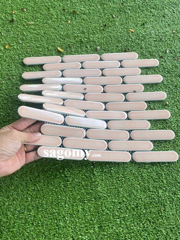 [DSC-2608-15255] Gạch Que Màu Hồng Men Bóng