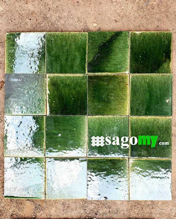 [DSC-2608-46994] Gạch Gốm Thủ Công Màu Xanh Lá Cây Vuông 10x10 Cm