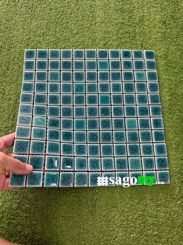 [DSC-2608-50288] Gạch Mosaic Vuông Nhỏ Xanh Ngọc Men Rạn