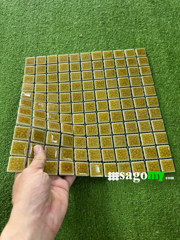 [DSC-2608-76155] Gạch Mosaic Vuông Màu Vàng Men Rạn Cổ Điển