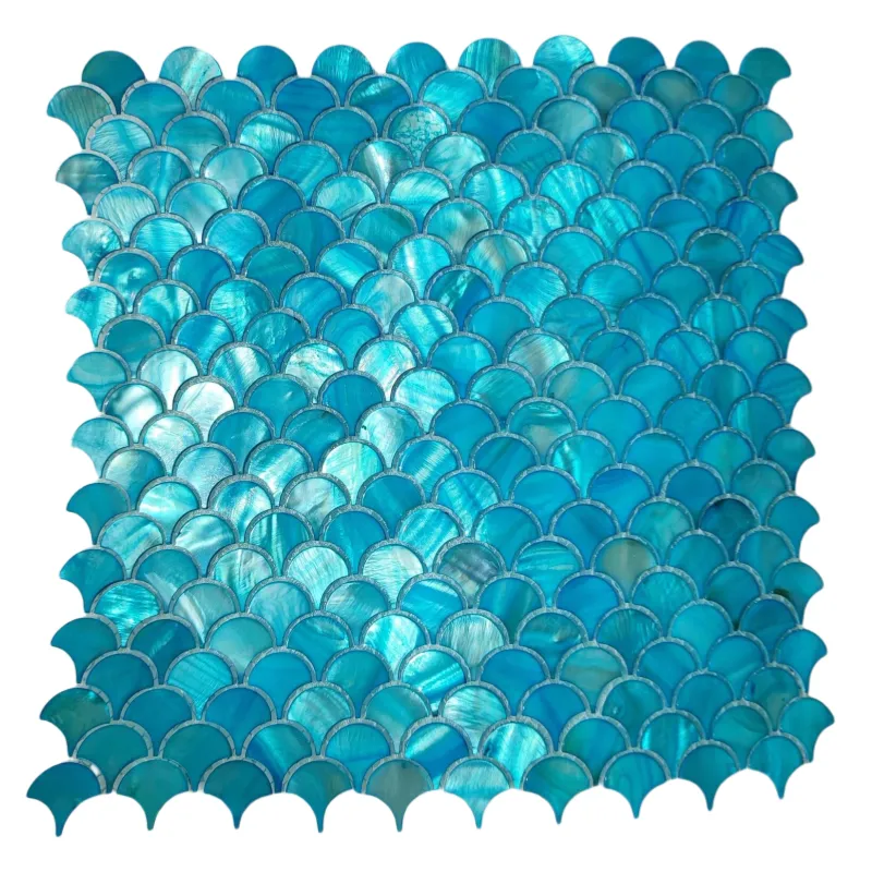 [DSC-2607-28352] Gạch mosaic vỏ sò xanh SUN RISING 250703 dạng lưới 12 x 12 inch