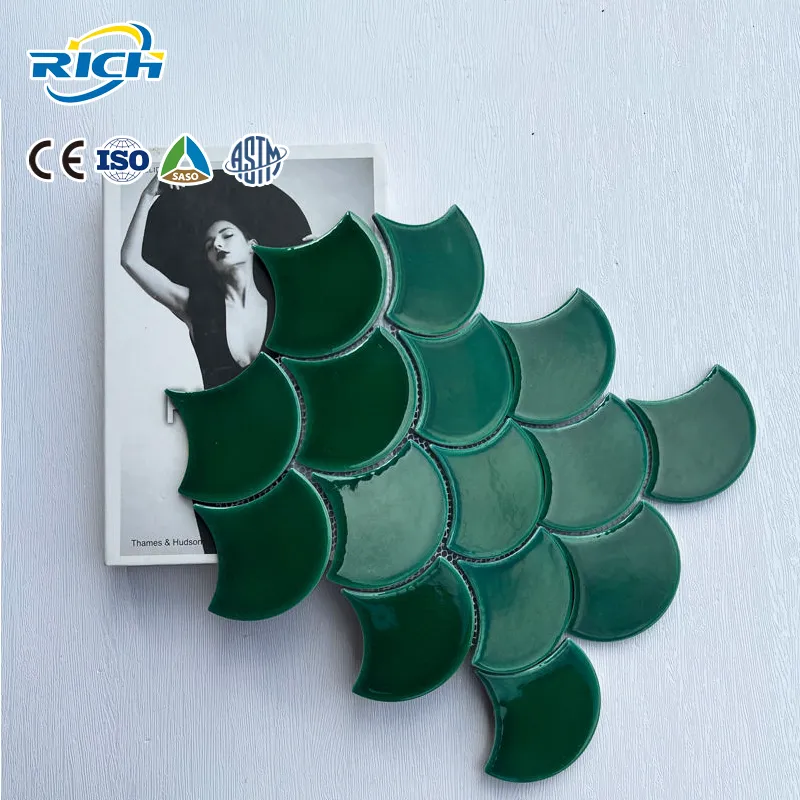 [DSC-2607-36386] Gạch Mosaic Gốm Sứ RuiChi 7MM Xanh Lá Bóng Mặt Cho Nhà Bếp Phòng Tắm