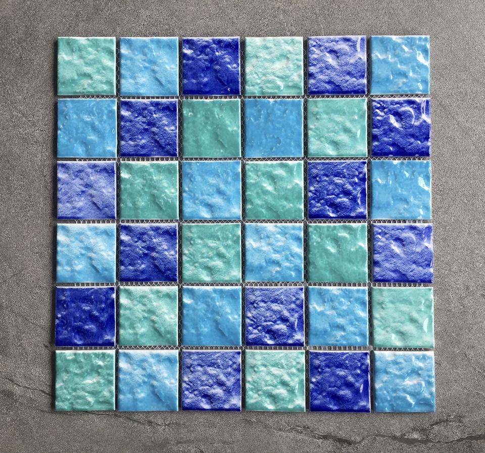 [DSC-2607-45197] Gạch mosaic kính xanh 48x48mm ốp lát hồ bơi