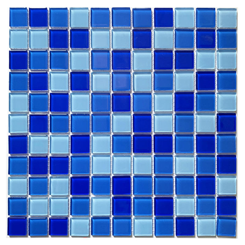 [DSC-2607-78004] Gạch mosaic đá kính vuông màu xanh cho hồ bơi, liên kết nóng chảy