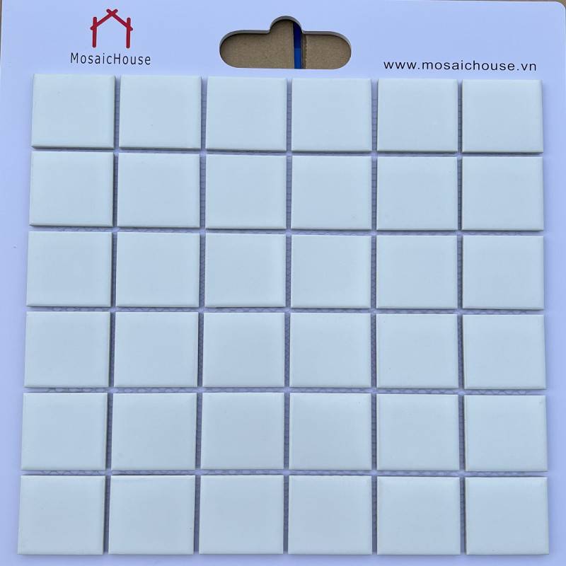 Gạch Mosaic gốm men trắng 48x48x6mm 4801M