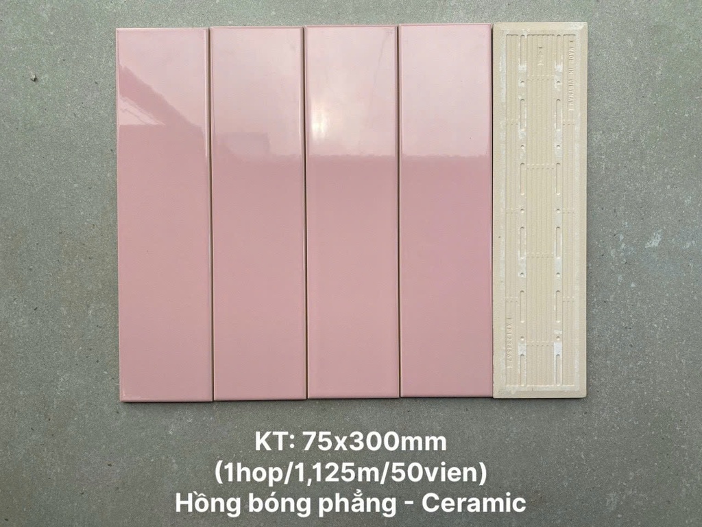 Gạch thẻ loại ưu hồng bóng phẳng KT 75x300mm STA75316_S