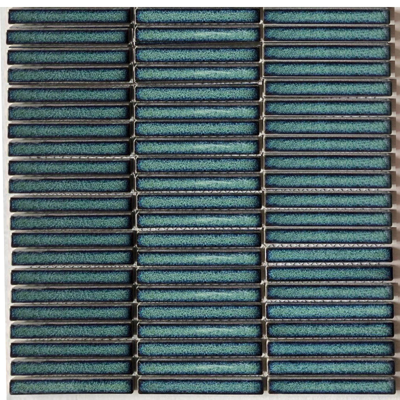 Gạch Mosaic thanh nhỏ xanh lá rạn 92TTEB-D77