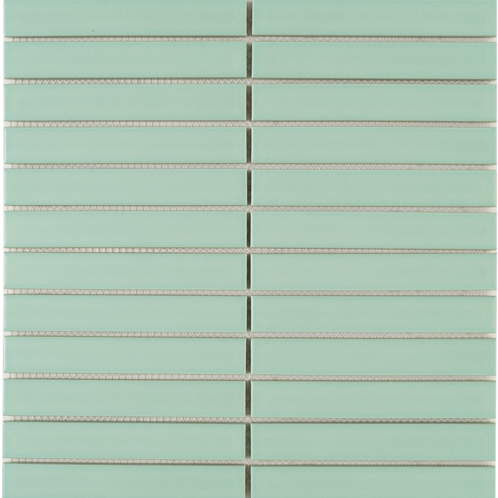 Gạch Mosaic 284x295mm thanh nhỏ xanh mint mờ Y22F25M