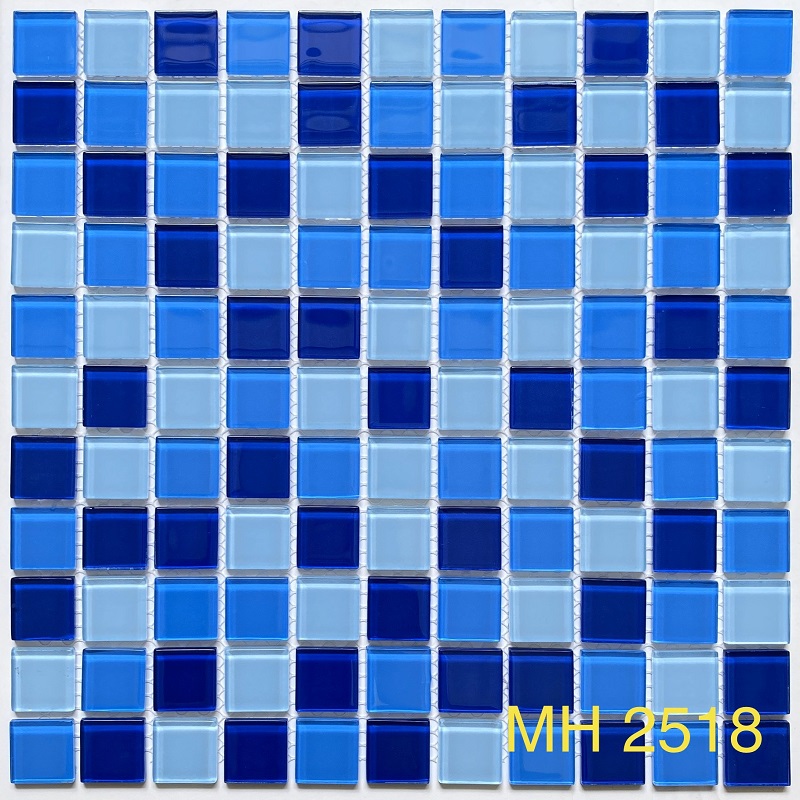 Gạch mosaic thủy tinh 25x25mm trộn màu MH 2518