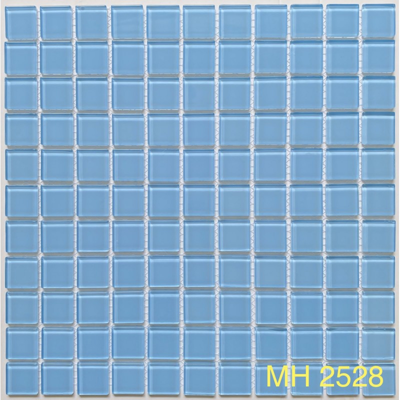 Gạch mosaic thủy tinh 25x25mm màu xanh dương nhạt MH 2528