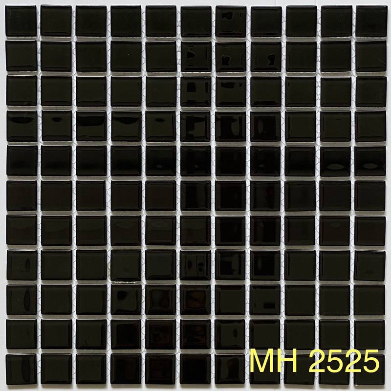 Gạch mosaic thủy tinh 25x25mm màu đen MH 2525