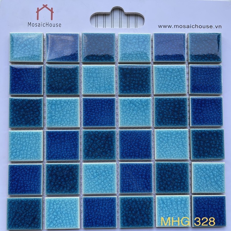 Gạch mosaic gốm men rạn 2 lớp 48x48mm phồi màu MHG 328