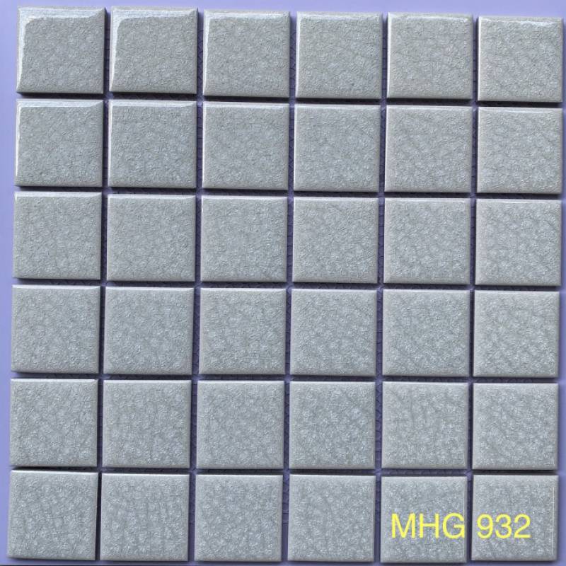 Gạch mosaic gốm men rạn 2 lớp 48x48mm màu xám MHG 932