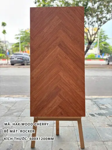 Gạch Giả Gỗ Ấn Độ, KT 600x1200 mm Xương Porcelain Matt Carving Mã Hak Wood Cherry