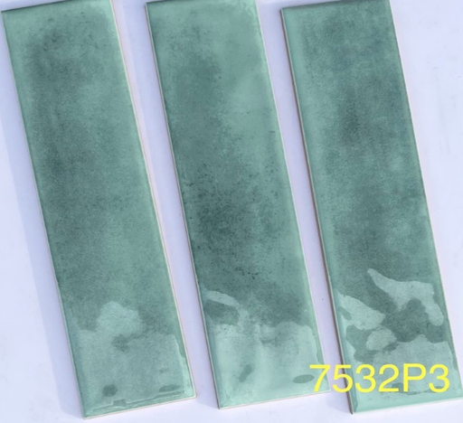 [7532P3] Gạch thẻ trang trí gợn sóng 75x300mm màu xanh lá nhạt 7532P3