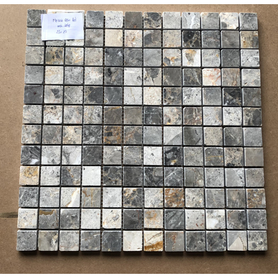 [LUX-23PV006] Mosaic đá tự nhiên dăm kết xám chip 23x23 LUX-23PV006