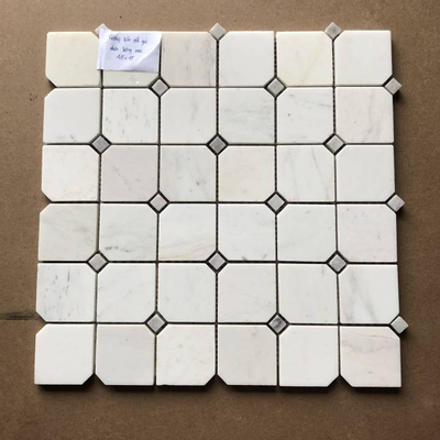 [LUX-G48PM18] Mosaic đá tự nhiên trắng sữa chip 48x48 LUX-G48PM18