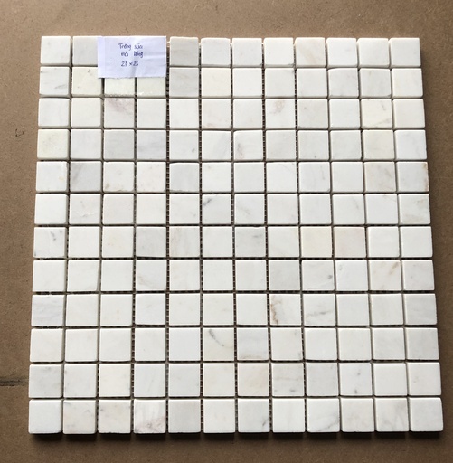 Đá mosaic trắng sữa chip vuông bóng 23x23mm 23PV001