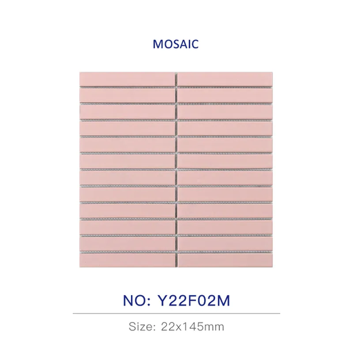 [Y22F02M] Gạch Mosaic 284x295mm thanh nhỏ hồng mờ Y22F02M