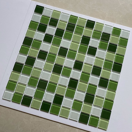 Gạch mosaic thủy tinh 25x25mm màu xanh lá trộn MH 2589