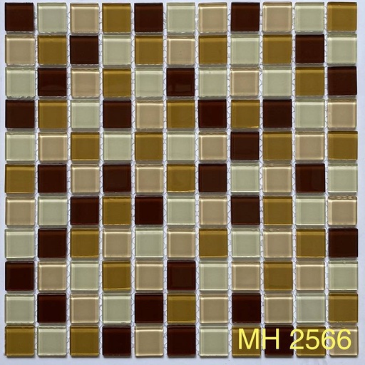 [MH 2566] Gạch mosaic thủy tinh 25x25mm màu nâu trộn MH 2566