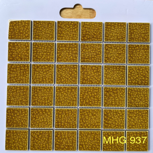 Gạch mosaic gốm men rạn 2 lớp 48x48mm màu vàng MHG 937