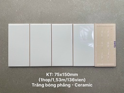 [0196-2] [0196-2] Gạch thẻ 75x150mm trắng bóng phẳng loại 1 mã 0196-2(STA75150)